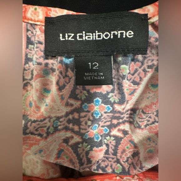 Liz Claiborne Career Print Shift Dress 3/4 Sleeve Sz 12 Modest Business Attire - Picture 6 of 7